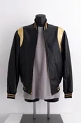 Black and Gold Butter Soft Baseball Leather Jacket