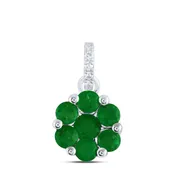 0.02Ctw-Diamond Ana M 3/4Ctw Rd-Em Nat Gem Flower Pendant (0.67 grams)