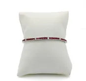 14K White Gold 5ctw Princess Ruby & .75ctw Diamond Line Bracelet 7" #E23-99