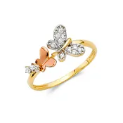 14K 2T Butterfly Ring