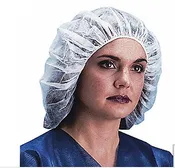 21" White Polypropylene Bouffant Surgical Cap