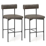 26 Inch Upholstered Bar Stools Set of 2 Counter Height Bar Chairs with Backrest