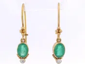 18 karat yellow gold diamond and emerald earrings — 33 Jewels at El Paseo