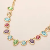 Geometric Teardrop Round Cabochon Link Statement Necklace