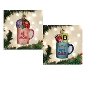 #1 Mom or Best Dad Mug Ornament Old World Christmas