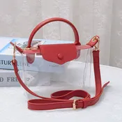 RED SATCHEL CLEAR BAG