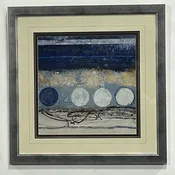 29" x 29" abstract art with blue tones with silver frame (sold individually)