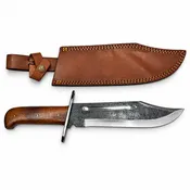 15" Forged Frontier Bowie Knife – 10" Carbon Steel Blade, Wood Handle & Leather Sheath