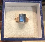 14k rose gold ring with moonstone and silver ring