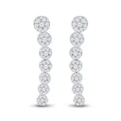 10KW .5CTW Round Diamond Cluster Climber Earrings