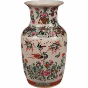 14" PORCELAIN VASE ROSE MEDALLION