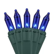 100 Blue Light Set, Green Wire, Polybag