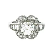 1.37 Carat Platinum Diamond Ring - GIA I VS1 | Antique & Estate Jewelry | Designs in Gold