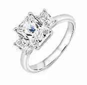3 Stone Radiant-Cut Engagement Ring in Sterling Silver (100-00693)