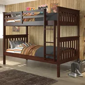 Bunks – Solid Pine Mission Twin over Twin Bunks with Fixed Ladder in Cappuccino Finish