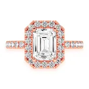 1ct Emerald Cut Scallop Halo Diamond Engagement Ring
