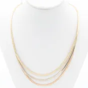 14 Karat Tri-tone 3 stranded Necklace