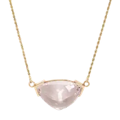 52.00 cts. Kunzite Partial Bezel Gold Necklace