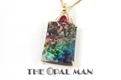 Australian Boulder Matrix Opal Pendant in 14K Gold, Diamonds. Beautiful. – 424-00055