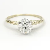 Vintage 14 Karat Gold Engagement Ring With 0.71 Carat Old European Cut Diamond GIA – J SI2