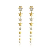 0.86 Cttw Natural Diamond Star Drop Earrings set in 18k Yellow Gold