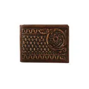 3D FLORAL BASKETWEAVE BROWN BIFOLD WALLET