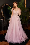 Applique Off Shoulder A-Line Tulle Gown CD3394
