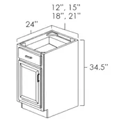 ASP-B15 - Aspen White - 15" Base Cabinet - 1 Door 1 Drawer
