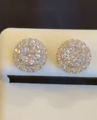 1.02 CARAT CERTIFIED LAB GROWN DIAMONDS 10 MM STERLING SILVER GOLD PLATED STUDS EARRINGS