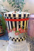 10 Gallon Galvanized w/Red Stripes, Floral, Checks