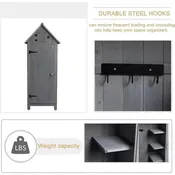 Armoire de rangement extérieure en bois massif - Grise, résistante aux intempéries, pour jardin/terrasse/arrière-cour