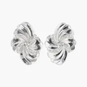 18KT Gold Carved Rock Crystal and Diamond Earrings