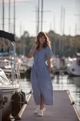 June Dress in Light Blue Linen/Cotton - XS and S Left