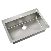 33" X 22" Steel 18 Gauge Single Bowl Dualmount Sink