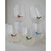 18 oz. Stemless Wine Glass with Hand-Blown Bird