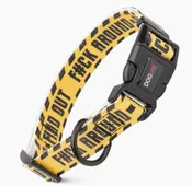 Biothane CAUTION TAPE / 15"-23"", 1" Wide / Printed Dog Collar with Quick Release Buckle