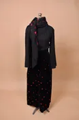 Black and Red 1970s Skirt, Top, and Scarf Set by Miss Dior, XXS