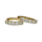 10=2.32 Carat Total Weight Round Brilliant Cut Diamond Hinged Huggie Style Earrings in 18K Yellow Gold