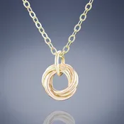 14K Yellow and Rose Gold Fill Dainty Round Love Knot Pendant Necklace in 18" or 20" Lengths