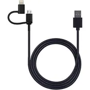 2-in-1, Micro USB/MFI Lightning to USB Charge &amp; Sync Cable, (Black)