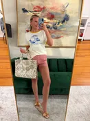 BEACH CLUB Ringer Graphic Top: Natural Mustard