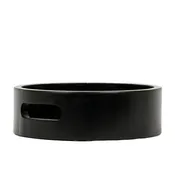10x10 Black Round Wood Mirror Tray