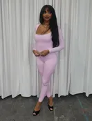 Alessia Long Sleeve Jumpsuit (Light Pink)