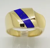 14k Yellow Gold Ring with Lapis Inlay