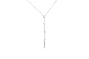 14K White Gold Vertical Diamond Bar Necklace