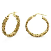 14K Gold over Sterling Silver Tangled Mesh Wire Round Hoop Earrings 26mm