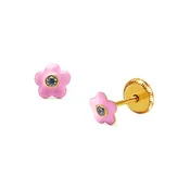 14K Enamel + CZ Flower ( 2 Colors )