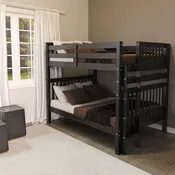 Glendale Full Over Full Sized Kids Twin Bunk Bed in Dark Cherry Solid Pine Wood