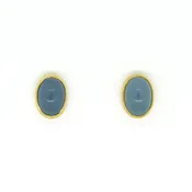Bezel set Aquamarine Cabochon Earrings