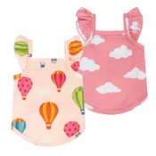 2 Pack Hot Air Balloon & Cloud Ruffle Dog Shirt